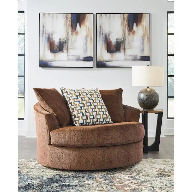Oversized Swivel Accent Chair, 56W x 55D x 35H