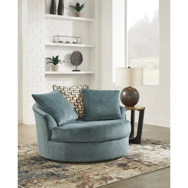 Oversized Swivel Accent Chair, 56W x 55D x 35H