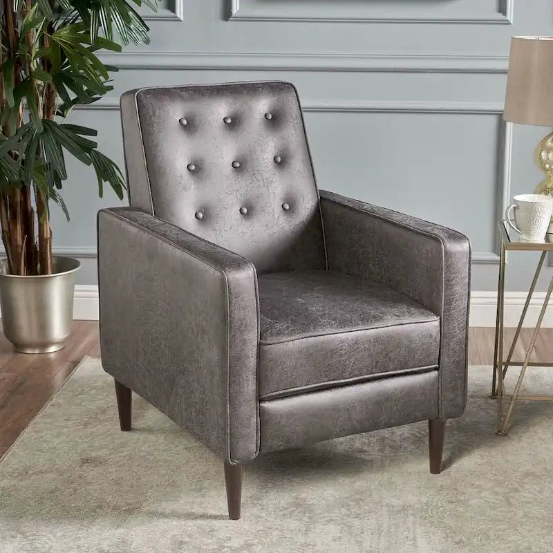 Mid-Century Modern Fabric Recliner Chair with Birch Legs
