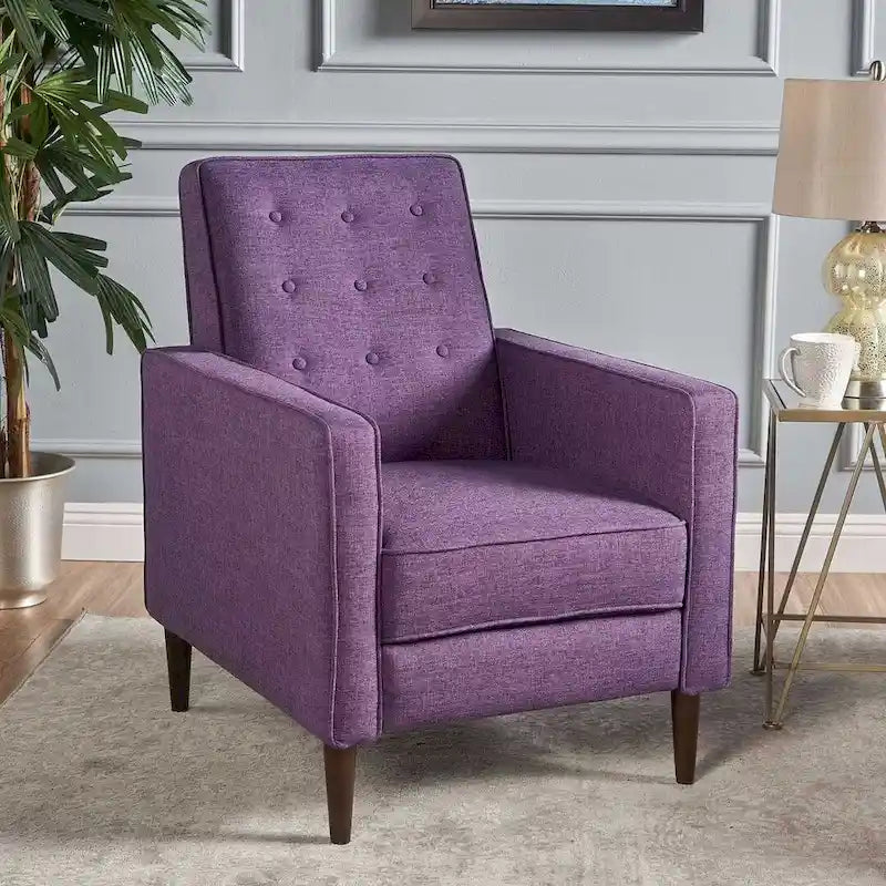 Mid-Century Modern Fabric Recliner Chair with Birch Legs