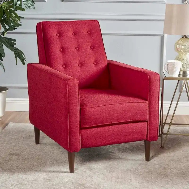Mid-Century Modern Fabric Recliner Chair with Birch Legs