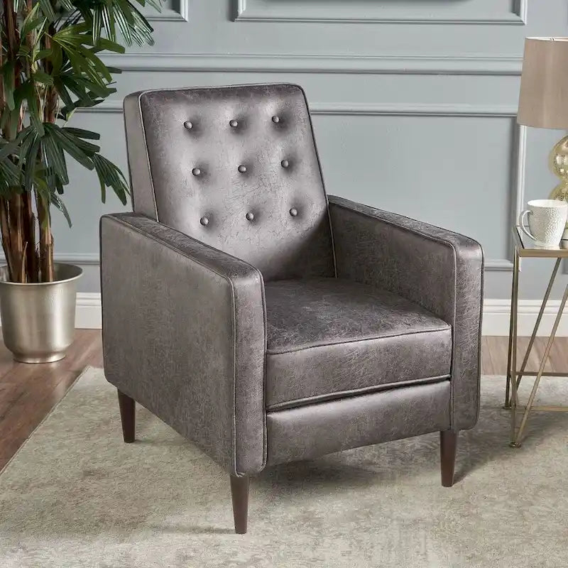 Mid-Century Modern Fabric Recliner Chair with Birch Legs
