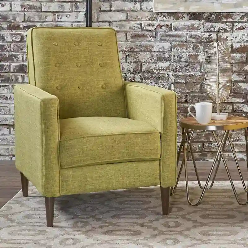Mid-Century Modern Fabric Recliner Chair with Birch Legs