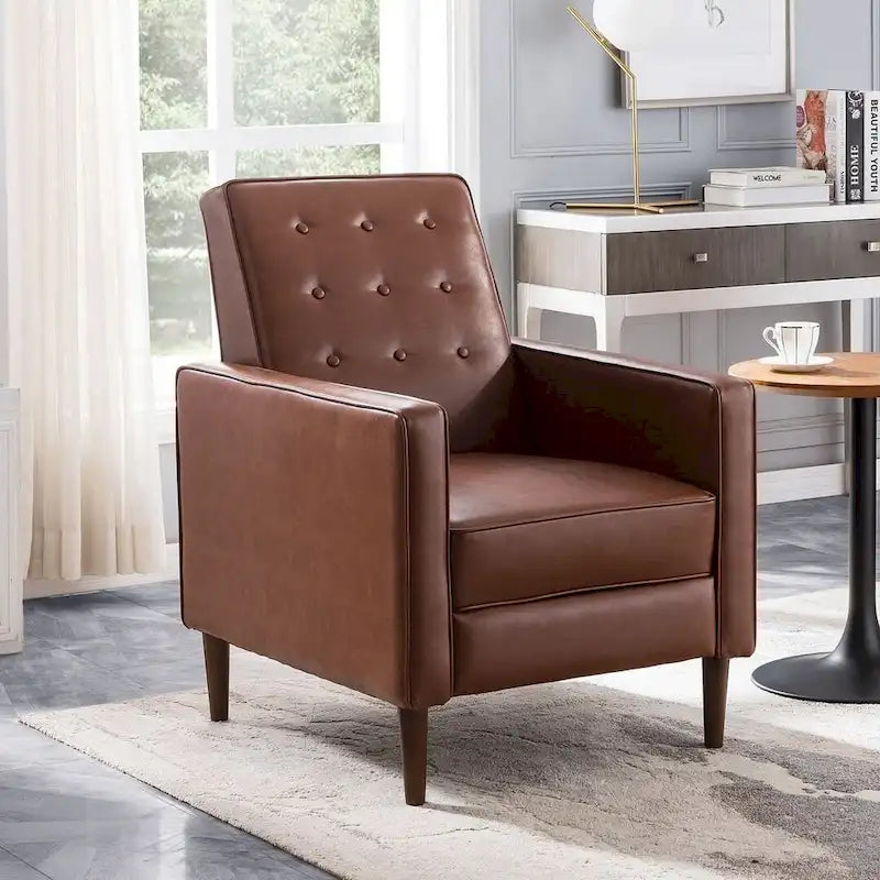 Mid-Century Modern Fabric Recliner Chair with Birch Legs