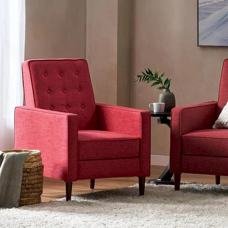 Mid-Century Modern Fabric Recliner Chair with Birch Legs