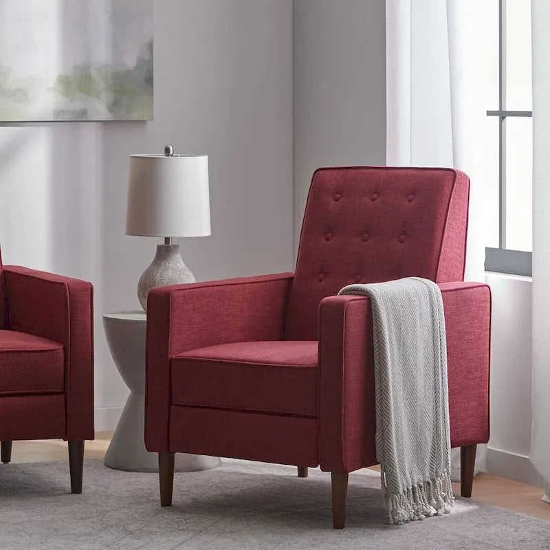 Mid-Century Modern Fabric Recliner Chair with Birch Legs