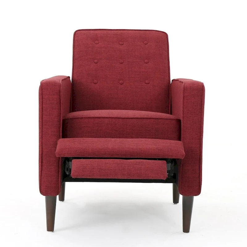 Mid-Century Modern Fabric Recliner Chair with Birch Legs