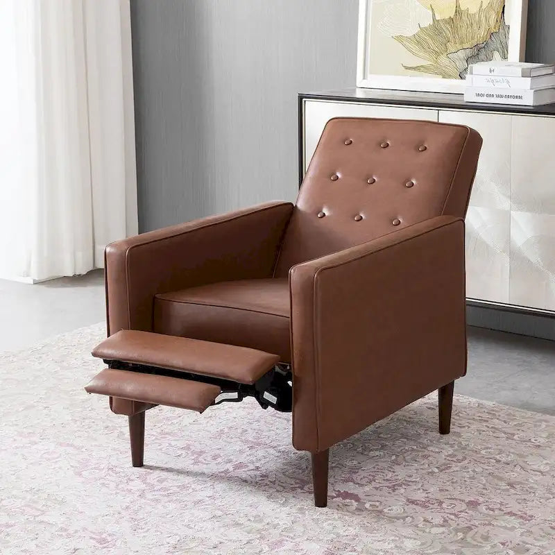 Mid-Century Modern Fabric Recliner Chair with Birch Legs