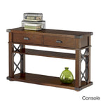Rustic Ash Veneer Accent Tables with Antique Iron Metal Accents