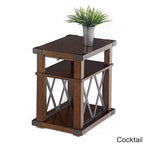 Rustic Ash Veneer Accent Tables with Antique Iron Metal Accents
