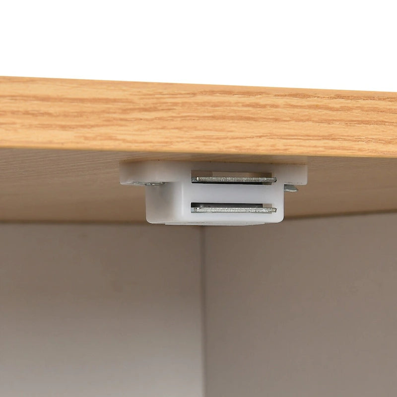 Foldable Kitchen Island with Trash Cabinet, Power Outlet & Task Lighting