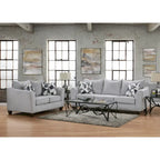 2-Piece Herringbone Silver Sofa and Loveseat Living Room Set