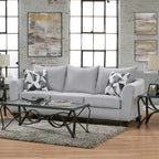 2-Piece Herringbone Silver Sofa and Loveseat Living Room Set