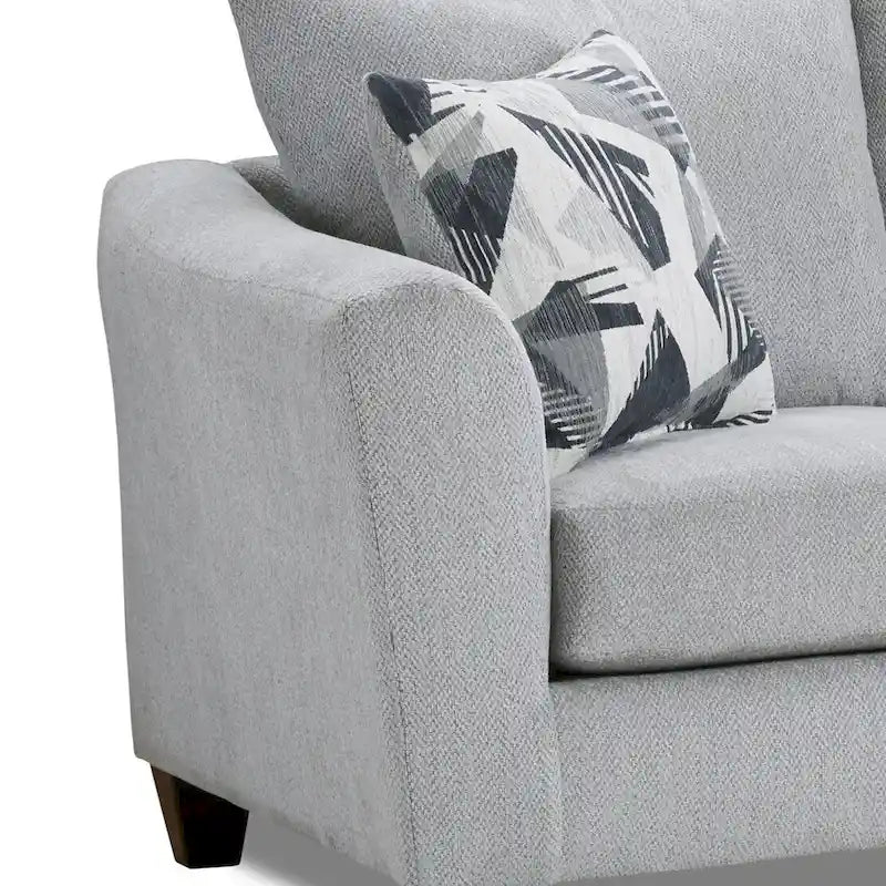 2-Piece Herringbone Silver Sofa and Loveseat Living Room Set