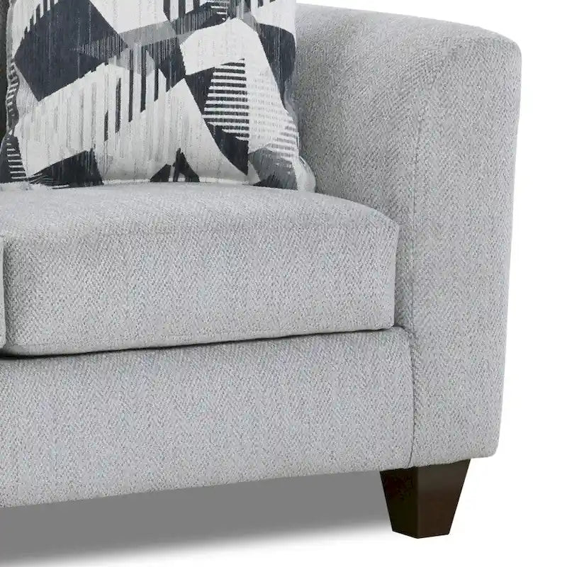 2-Piece Herringbone Silver Sofa and Loveseat Living Room Set