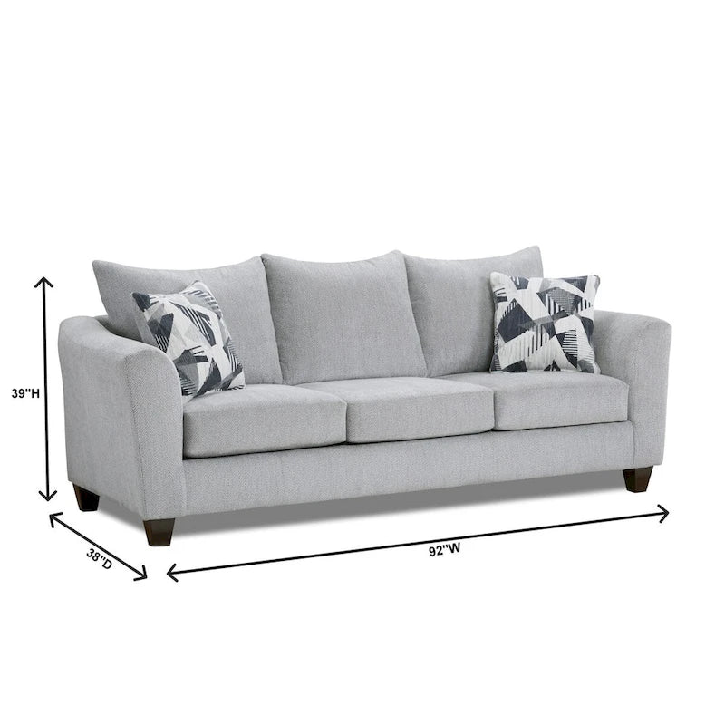 2-Piece Herringbone Silver Sofa and Loveseat Living Room Set