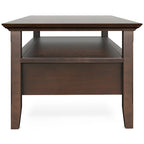 Solid Wood 48-Inch Rectangle Transitional Coffee Table with Drawer, Brunette Brown