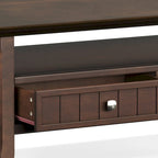 Solid Wood 48-Inch Rectangle Transitional Coffee Table with Drawer, Brunette Brown