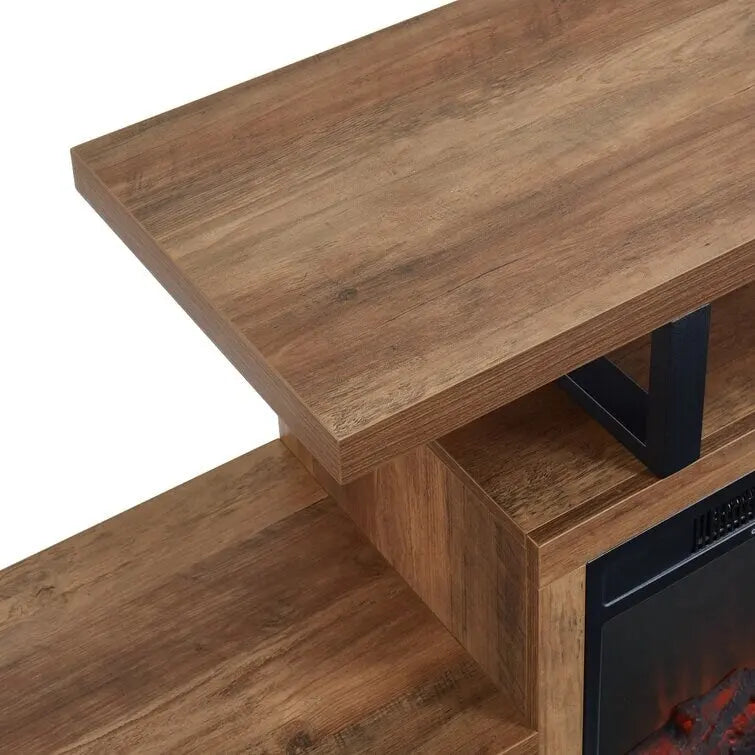 Wood TV Stand Classic Entertainment Center Media Console up to 55 with Electric Fireplace