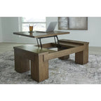 Brown Lift-Top Coffee Table, 54W x 28D x 18H, Contemporary Style