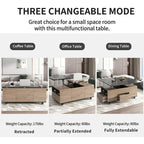 Modern Walnut & White Lift Top Coffee Table Multifunctional Table with Drawers & Shelves