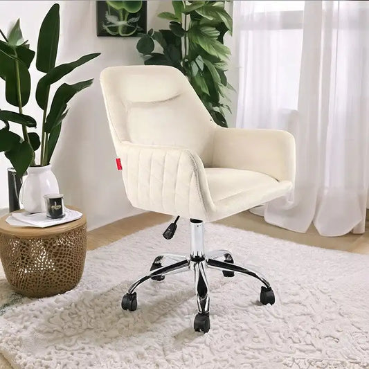 VANITII Accent Chair Swivel Vanity Chair Office Desk Chair With Wheels Modern Height Adjustable Pink/Grey/White