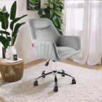 Swivel Vanity Chair with Wheels, Height Adjustable, Pink/Grey/White