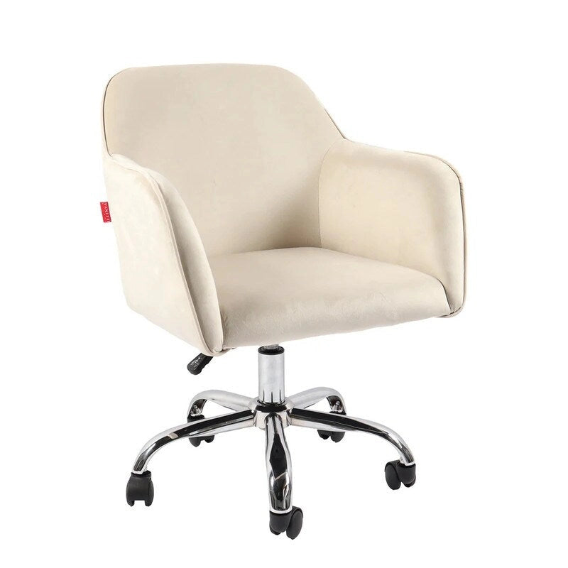 Swivel Vanity Chair with Wheels, Height Adjustable, Pink/Grey/White
