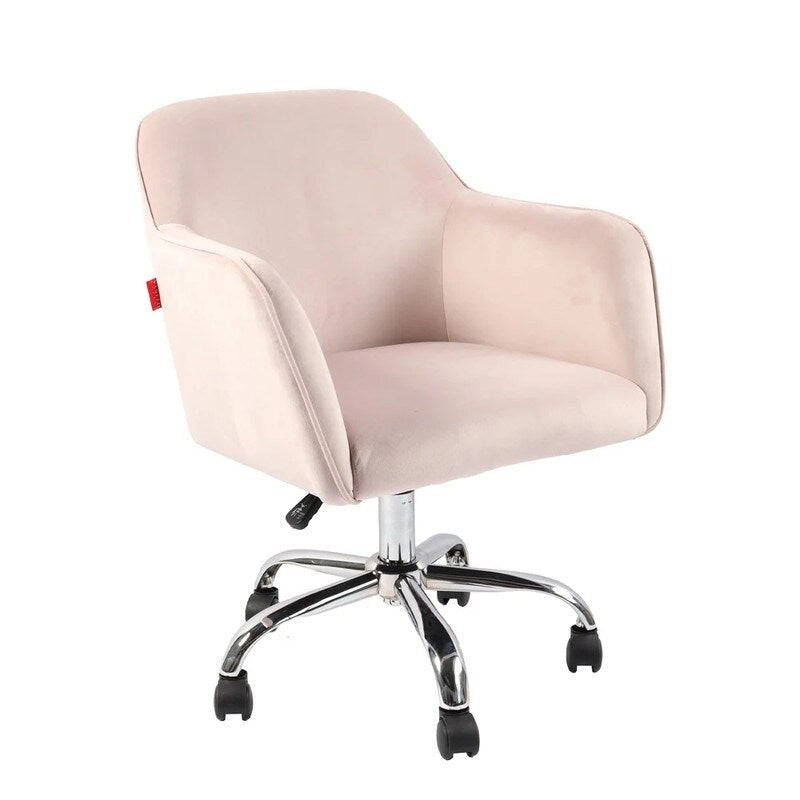Swivel Vanity Chair with Wheels, Height Adjustable, Pink/Grey/White