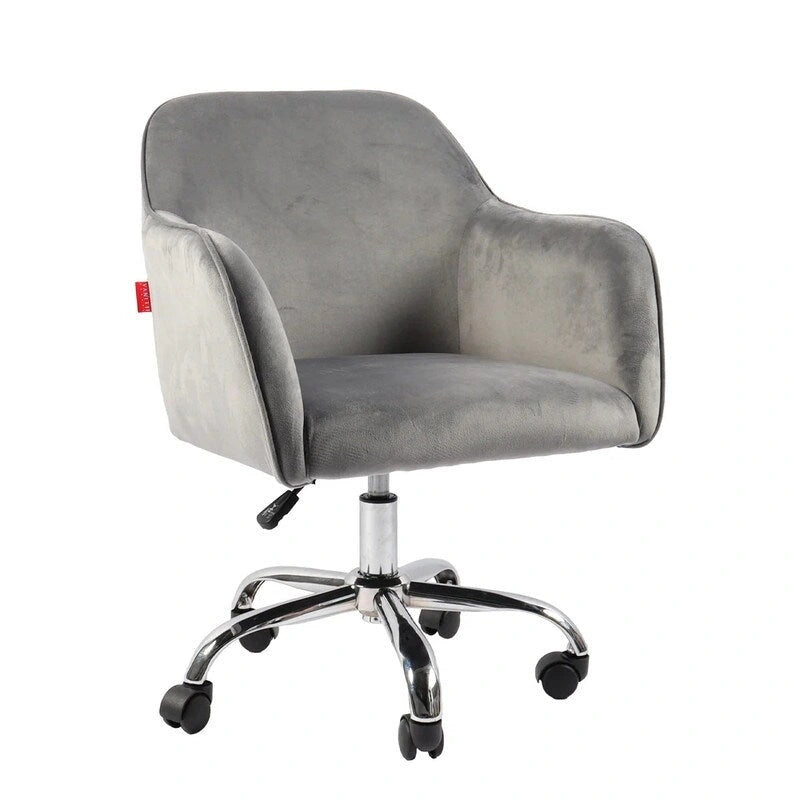 Swivel Vanity Chair with Wheels, Height Adjustable, Pink/Grey/White