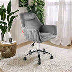 Swivel Vanity Chair with Wheels, Height Adjustable, Pink/Grey/White