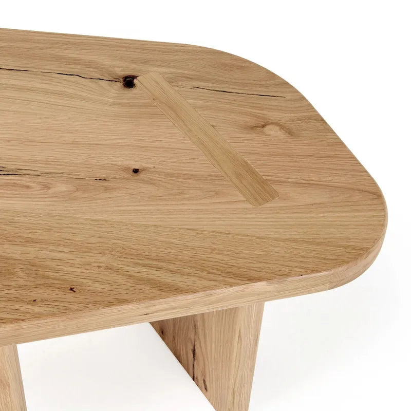 Modern Natural Oak Wood Coffee Table Set, Small & Large Free Form