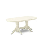Oval Dining Table Set with Wood Seat Chairs, Linen White