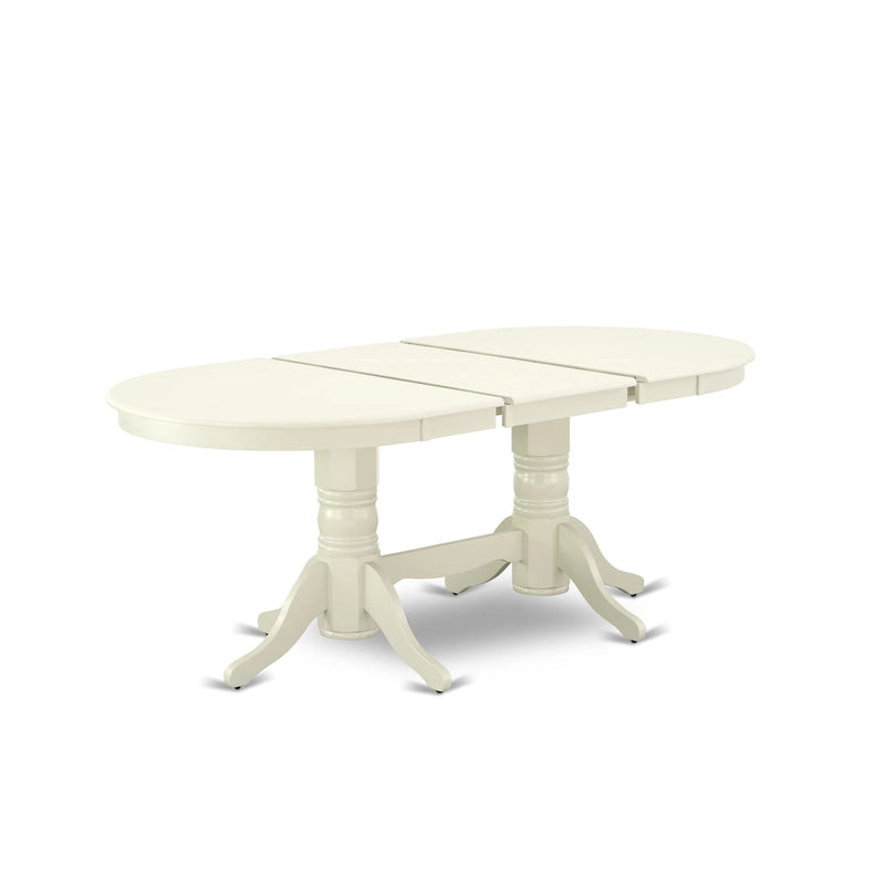 Oval Dining Table Set with Wood Seat Chairs, Linen White