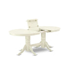 Oval Dining Table Set with Wood Seat Chairs, Linen White