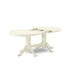 Oval Dining Table Set with Wood Seat Chairs, Linen White
