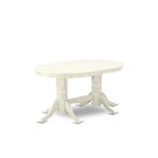 Oval Dining Table Set with Wood Seat Chairs, Linen White