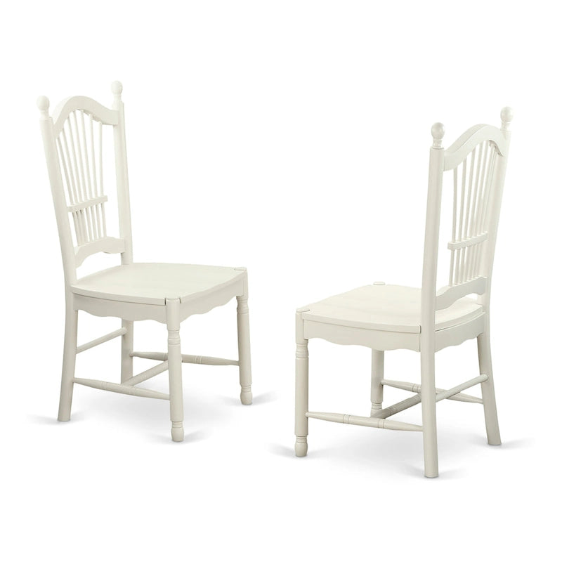 Oval Dining Table Set with Wood Seat Chairs, Linen White