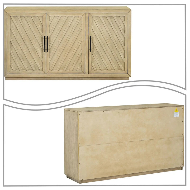 Classic Vintage Wooden Sideboard with Adjustable Internal Shelves