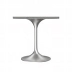 Square Dining Table with White Marbleized Resin Top & Brushed Steel Base
