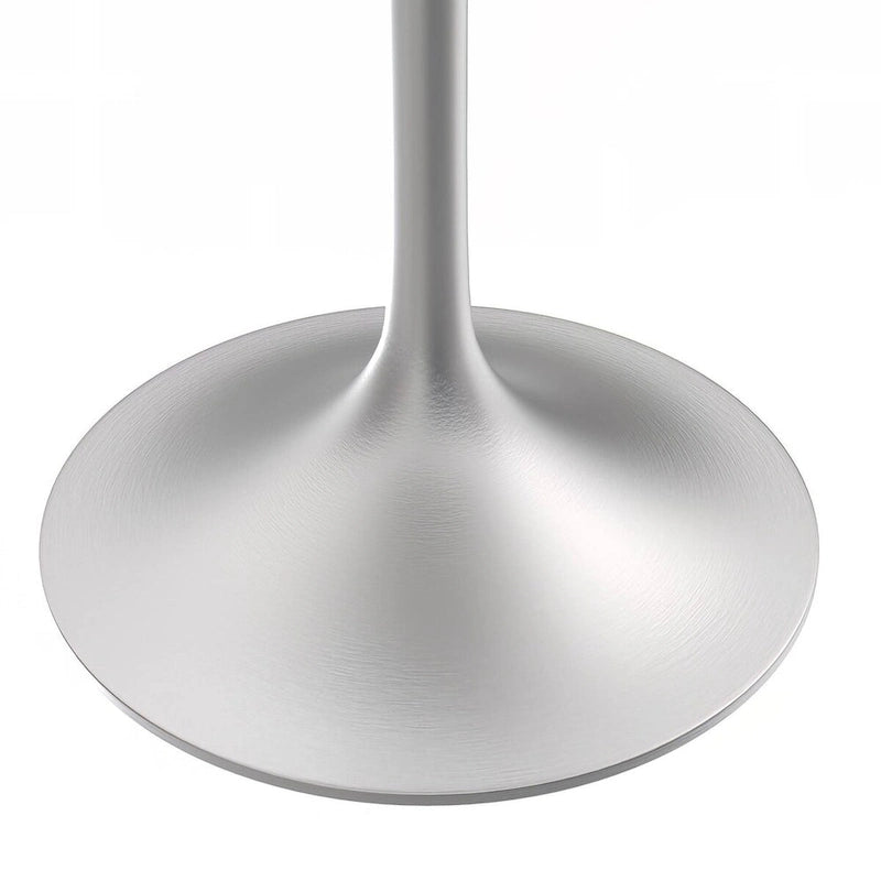 Square Dining Table with White Marbleized Resin Top & Brushed Steel Base