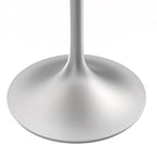 Square Dining Table with White Marbleized Resin Top & Brushed Steel Base