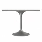 Square Dining Table with White Marbleized Resin Top & Brushed Steel Base