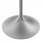 Square Dining Table with White Marbleized Resin Top & Brushed Steel Base