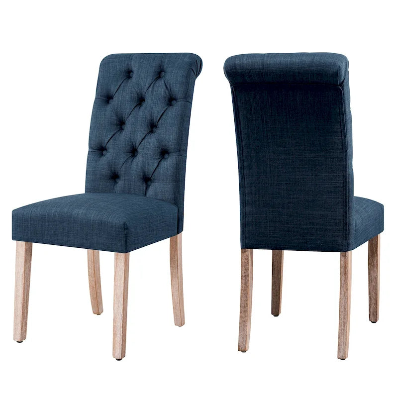 Linen Parsons Upholstered Button Dining Chair, Set of 2