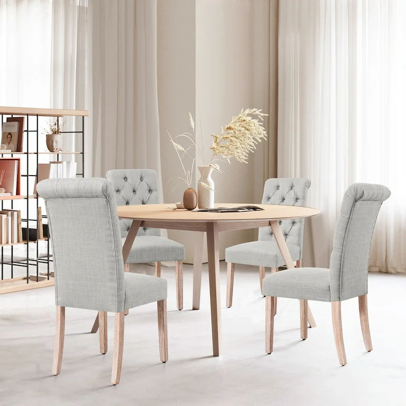 Linen Parsons Upholstered Button Dining Chair, Set of 2
