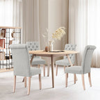 Linen Parsons Upholstered Button Dining Chair, Set of 2