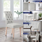 Linen Parsons Upholstered Button Dining Chair, Set of 2