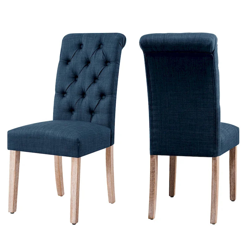 Linen Parsons Upholstered Button Dining Chair, Set of 2