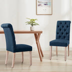 Linen Parsons Upholstered Button Dining Chair, Set of 2